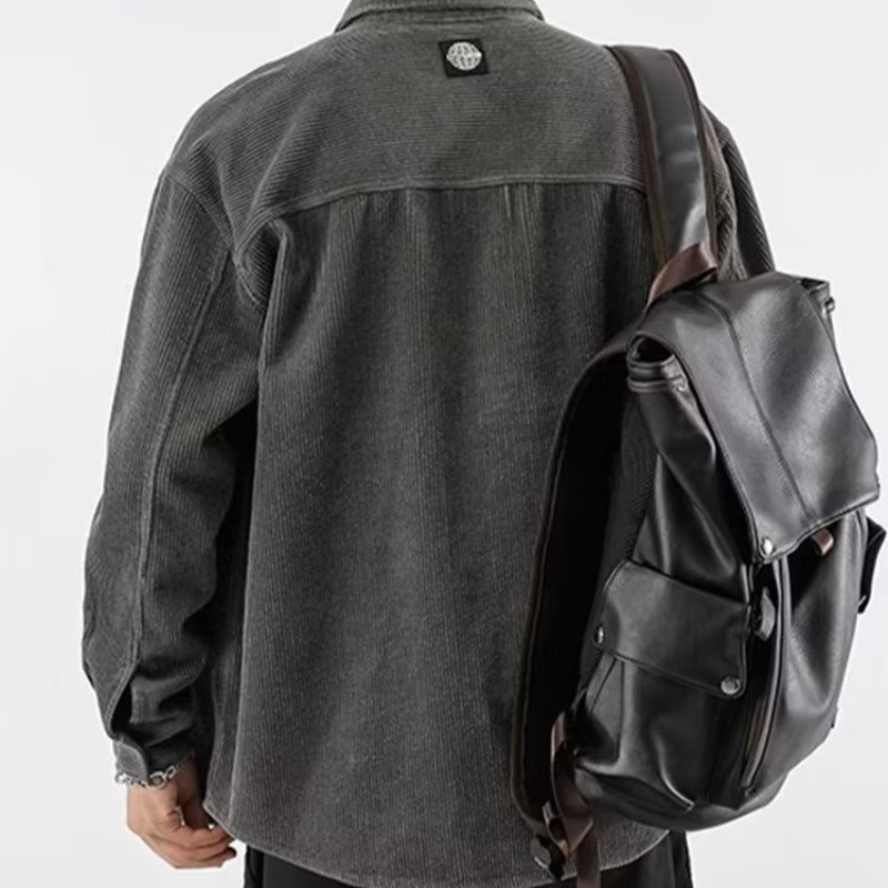 Áo Khoác Sơ Mi Tay Dài Dáng Rộng Vải Nhung Dày Thời Trang Thu Đông Cho Nam