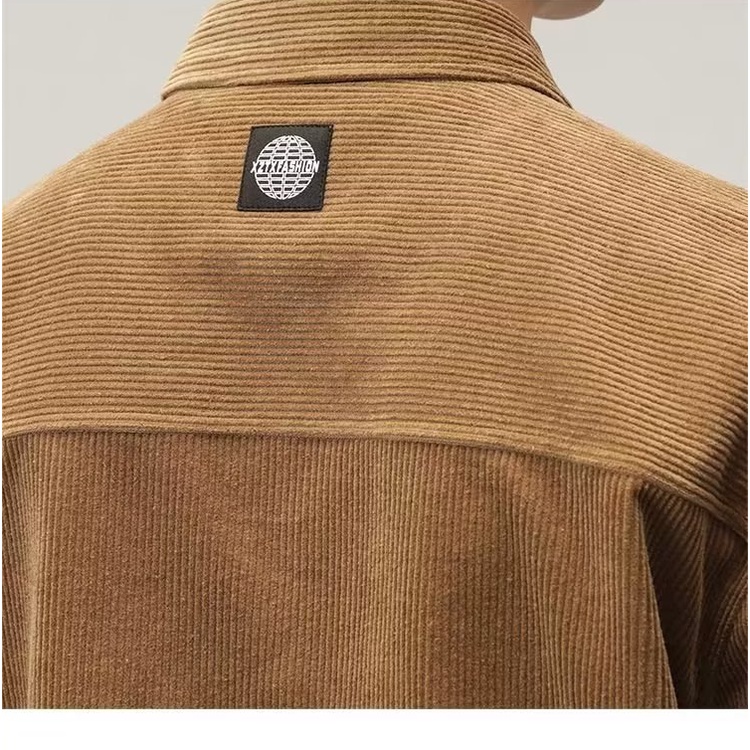 Áo Khoác Sơ Mi Tay Dài Dáng Rộng Vải Nhung Dày Thời Trang Thu Đông Cho Nam