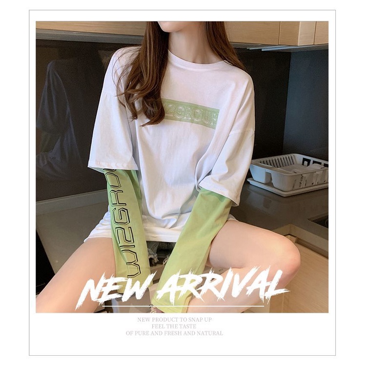 Áo Thun cotton Tay Dài Giả Hai Lớp Mỏng Phong Cách Hàn Quốc Thời Trang Xuân Hè Mới 2023 Dành Cho Bạn Nữ