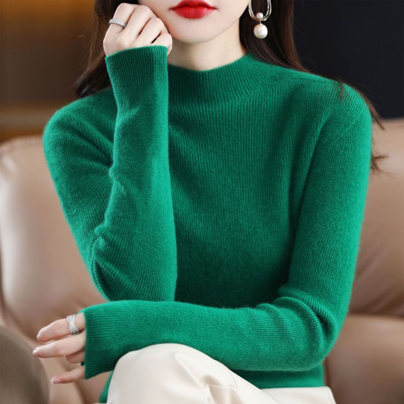 Áo Dệt Kim Tay Dài / Cổ Cao / Ôm Sát / Mỏng Thời Trang Mùa Thu Cho Nữ