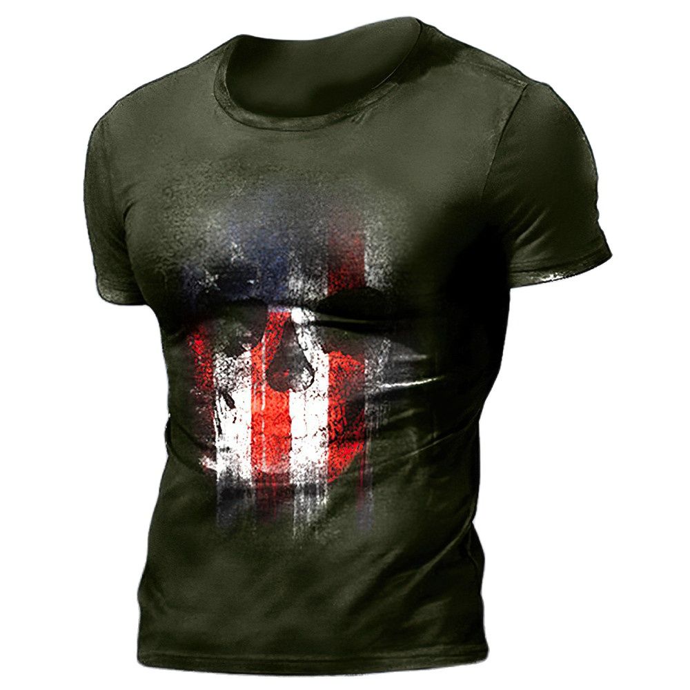 Áo Thun Tay Ngắn Cổ Tròn In Hình Đầu Lâu 3d Phong Cách hip hop Thời Trang Mùa Hè Hàng Mới 2023 Dành Cho Bạn Nam