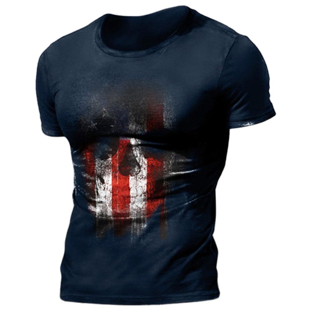 Áo Thun Tay Ngắn Cổ Tròn In Hình Đầu Lâu 3d Phong Cách hip hop Thời Trang Mùa Hè Hàng Mới 2023 Dành Cho Bạn Nam