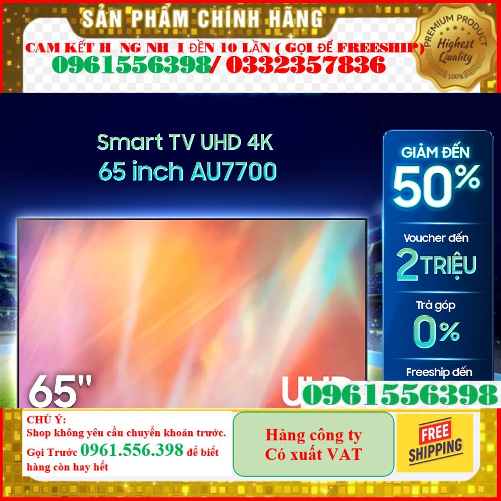 Smart Tivi Samsung Crystal UHD 4K 65 inch UA65AU7700KXXV - Miễn phí lắp đặt