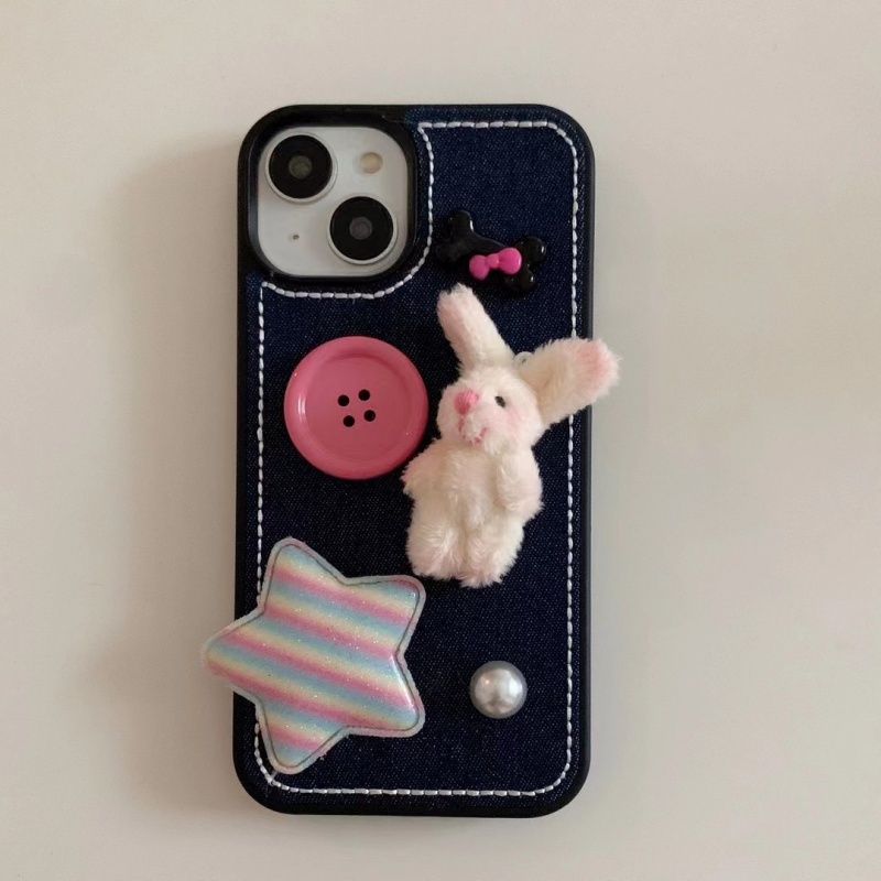 Ốp Điện Thoại denim Hình Thỏ 3d Cho iphone 11 12 12pro 12promax 13 13pro 13promax 14 14pro 14promax 15 15pro 15promax 11