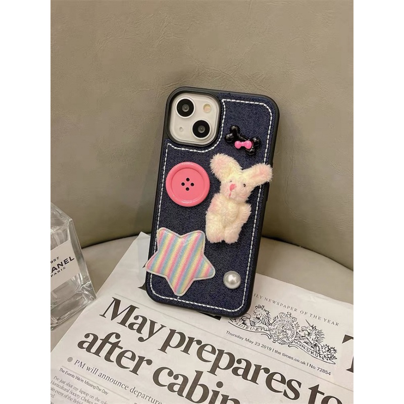 Ốp Điện Thoại denim Hình Thỏ 3d Cho iphone 11 12 12pro 12promax 13 13pro 13promax 14 14pro 14promax 15 15pro 15promax 11