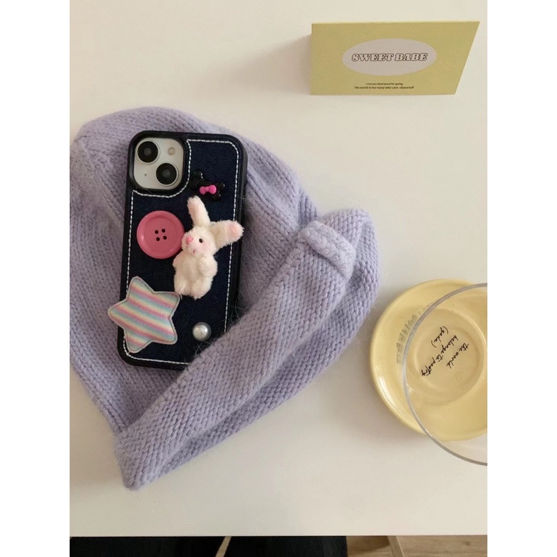 Ốp Điện Thoại denim Hình Thỏ 3d Cho iphone 11 12 12pro 12promax 13 13pro 13promax 14 14pro 14promax 15 15pro 15promax 11