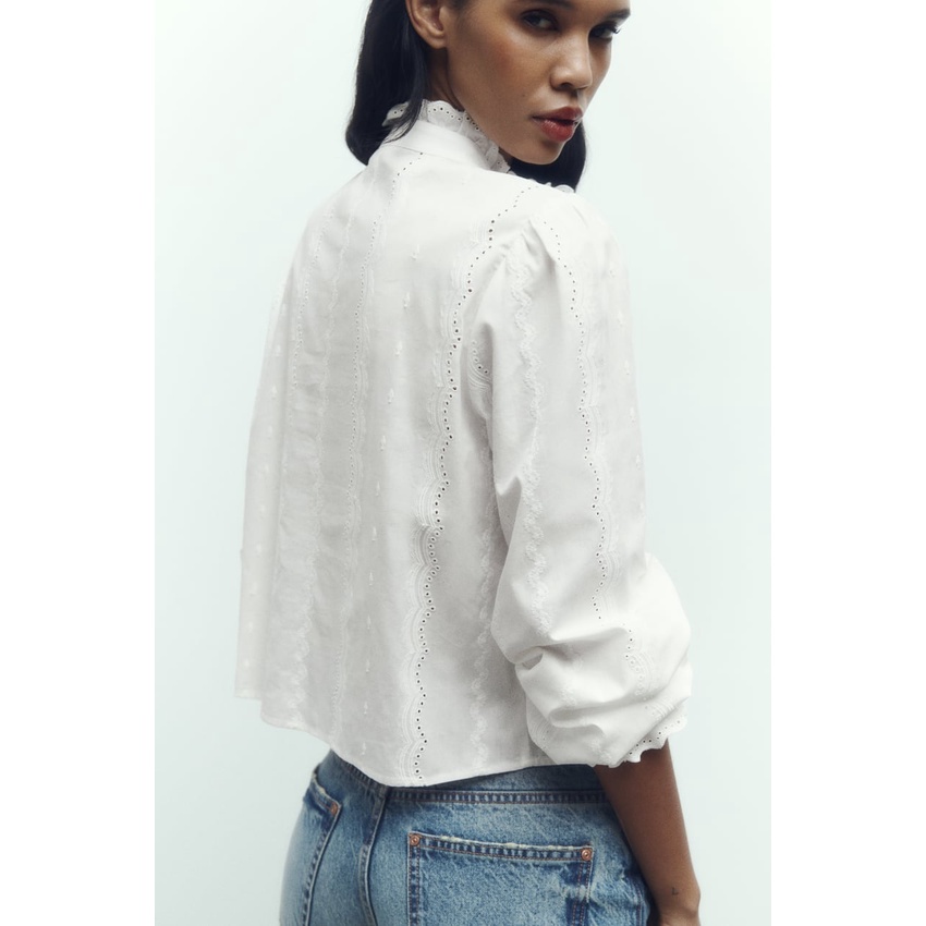 Zara Áo Sơ Mi Trắng Thêu Họa Tiết Thời Trang Mùa Thu 8741228 250