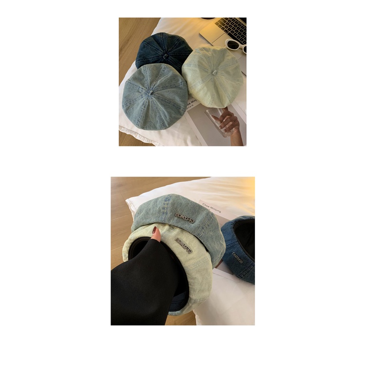 Mũ beret denim Phong Cách Thời Trang Hàn Quốc Nhật Bản Dành Cho Nữ