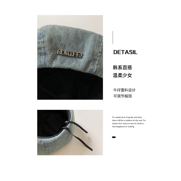 Mũ beret denim Phong Cách Thời Trang Hàn Quốc Nhật Bản Dành Cho Nữ