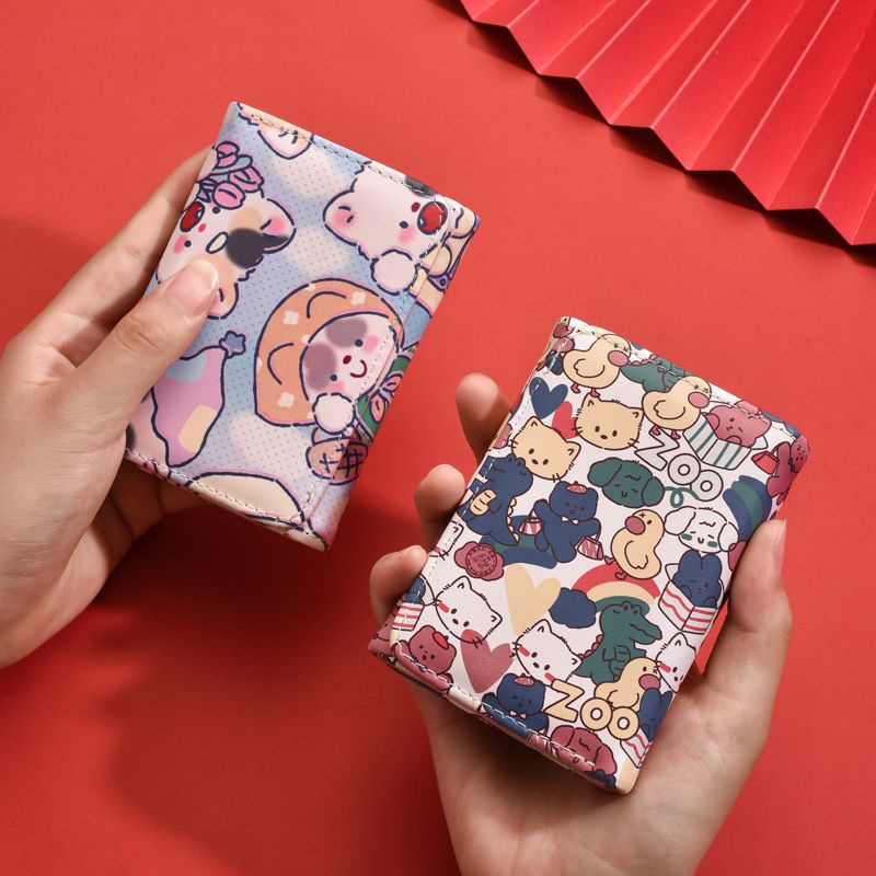 Ví Ngắn Dạng Gập Ba Khúc Hình Sở Thú Sáng Tạo Dễ Thương Cao Cấp Có Giá Đỡ