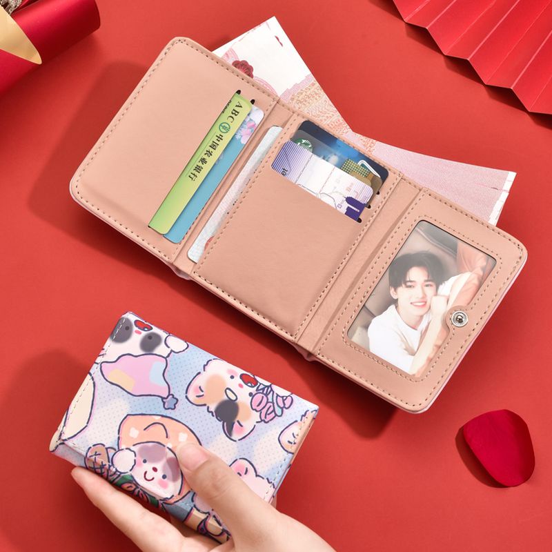 Ví Ngắn Dạng Gập Ba Khúc Hình Sở Thú Sáng Tạo Dễ Thương Cao Cấp Có Giá Đỡ