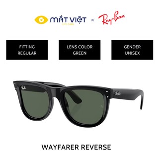 Kính mát nam nữ rayban chính hãng wayfarer reverse 0rbr0502s 6677vr53 dáng vuông màu đen chất liệu nhựa chịu nhiệt