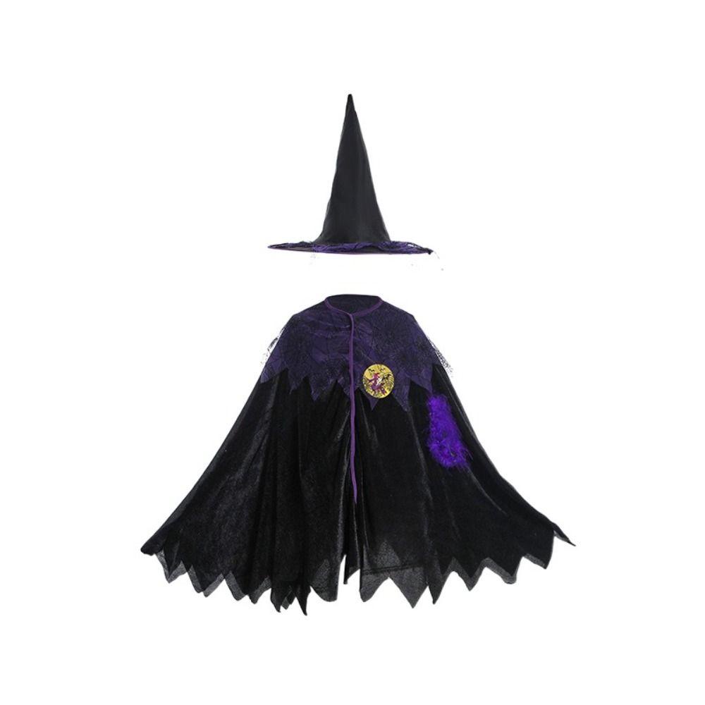 Fuhui Đầm Lưới Hóa Trang Phù Thủy Lấp Lánh Kèm Nón Phù Thủy Làm Quà halloween Cho Bé
