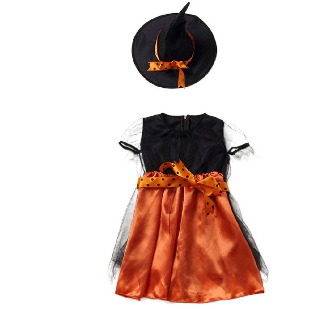 Mxfashionestore Đầm Hóa Trang Phù Thủy Phối Nón Lưới Lấp Lánh Sáng Tạo Cho Bé Dịp halloween