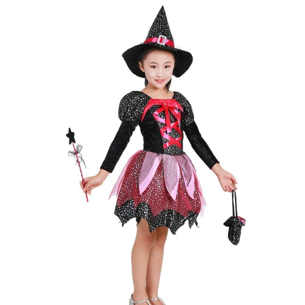 Bộ Trang Phục Hóa Trang halloween Nhân Vật Phù Thủy Kèm Mũ Lưới Lấp Lánh Mới Lạ