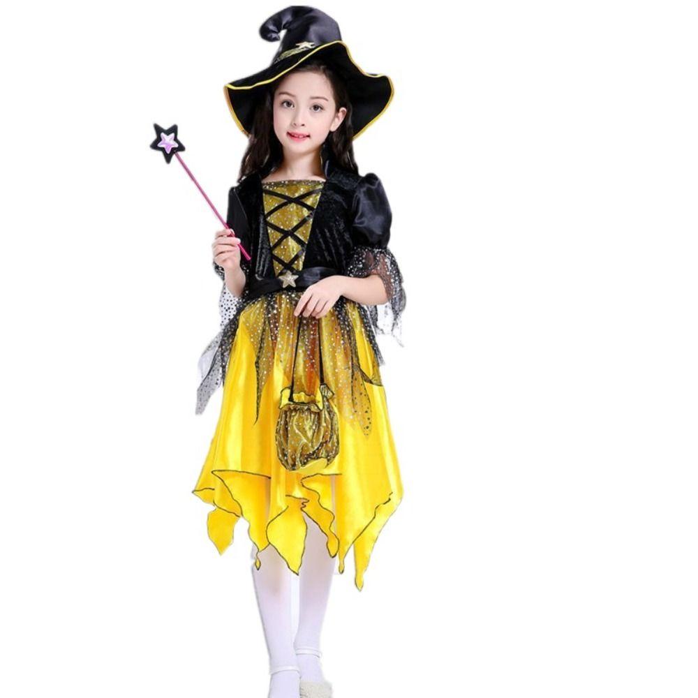 Bộ Trang Phục Hóa Trang halloween Nhân Vật Phù Thủy Kèm Mũ Lưới Lấp Lánh Mới Lạ