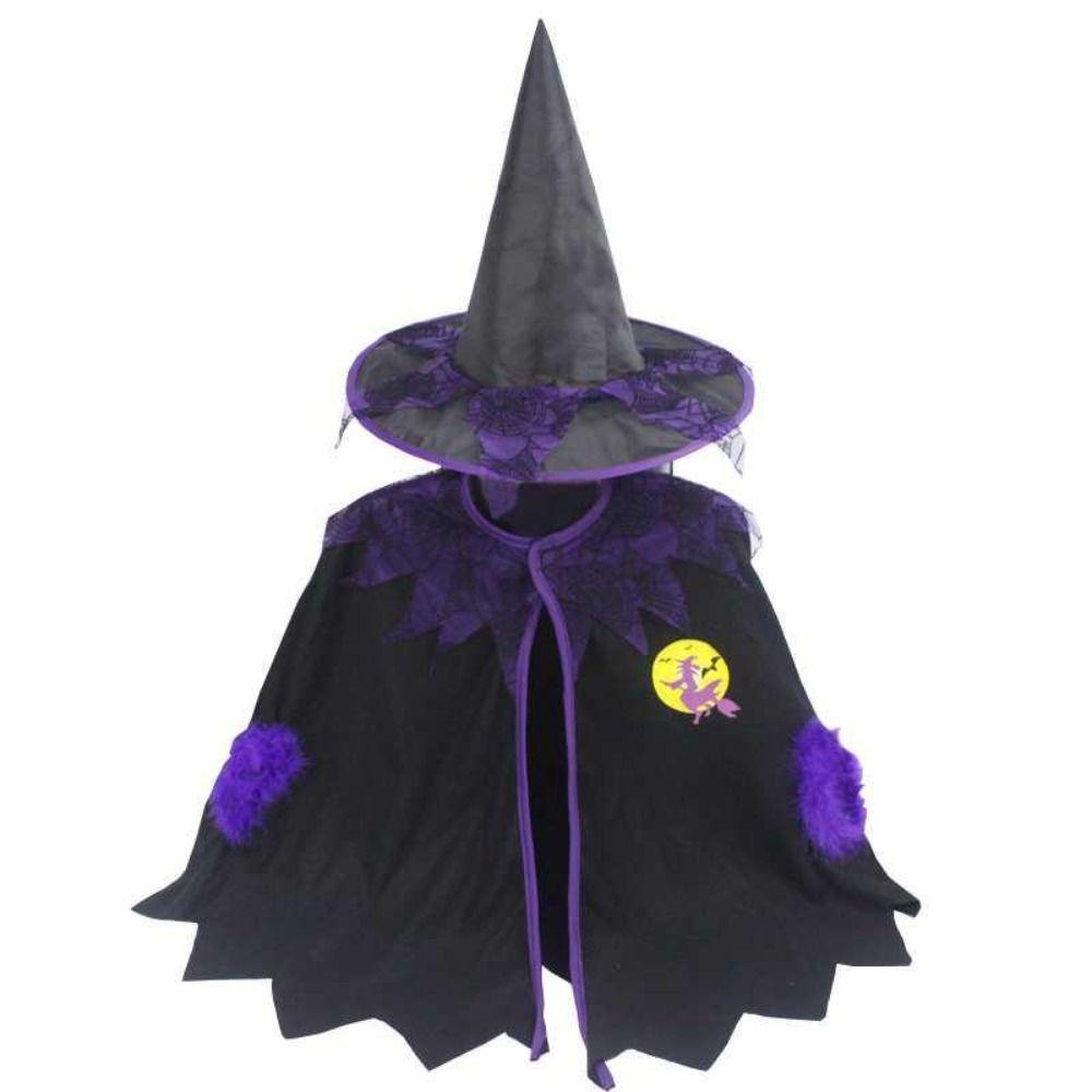 Mxfashionestore Đầm Hóa Trang Phù Thủy Phối Nón Lưới Lấp Lánh Sáng Tạo Cho Bé Dịp halloween