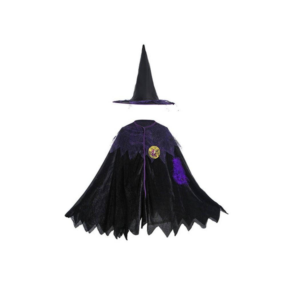 Fuhui Đầm Lưới Hóa Trang Phù Thủy Lấp Lánh Kèm Nón Phù Thủy Làm Quà halloween Cho Bé