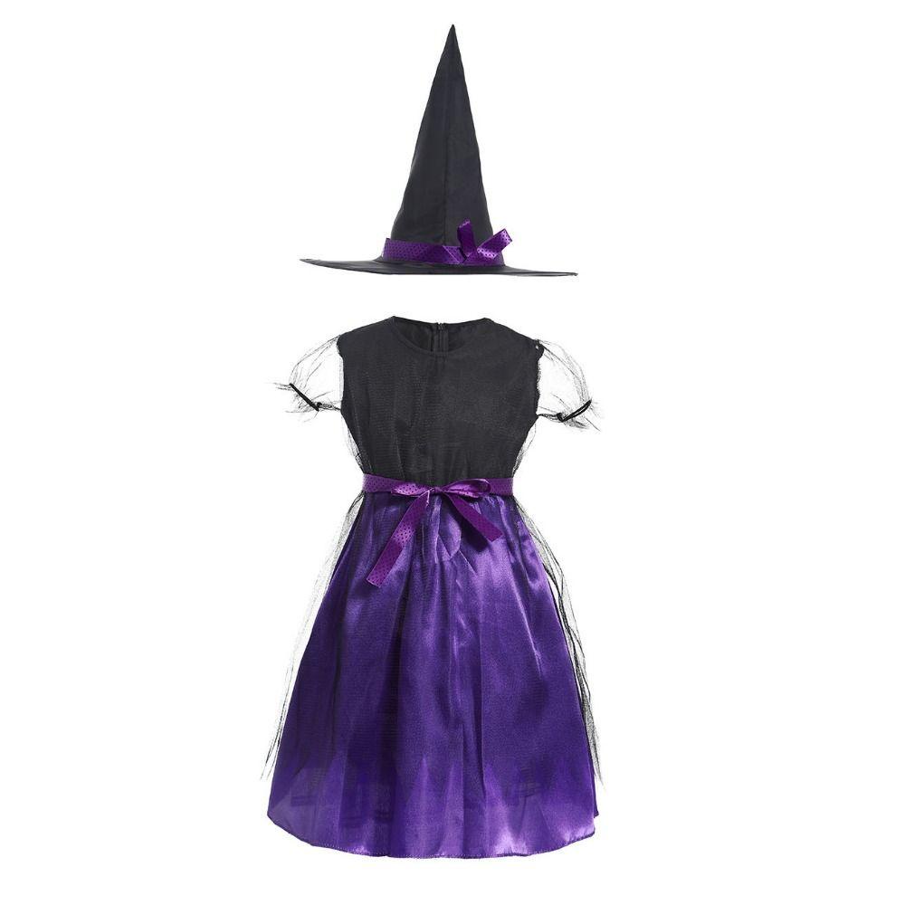 Mxfashionestore Đầm Hóa Trang Phù Thủy Phối Nón Lưới Lấp Lánh Sáng Tạo Cho Bé Dịp halloween