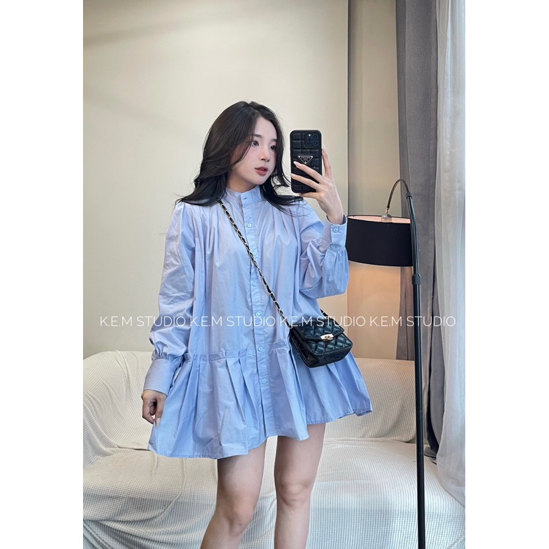 Váy thô dáng xuông babydoll chất thô tàu loại1 -Kem.Studio