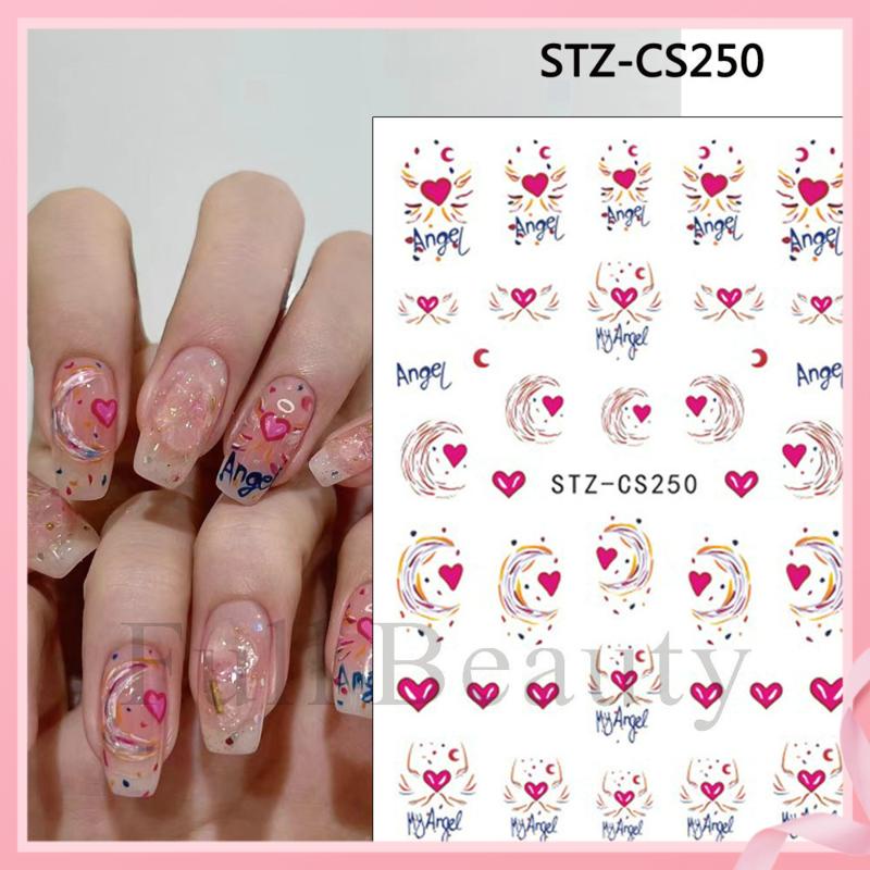 Mới Miếng Dán Móng Tay Tự Dính Họa Tiết Hoạt Hình Màu Cầu Vồng Phong Cách Pháp Cho Nữ