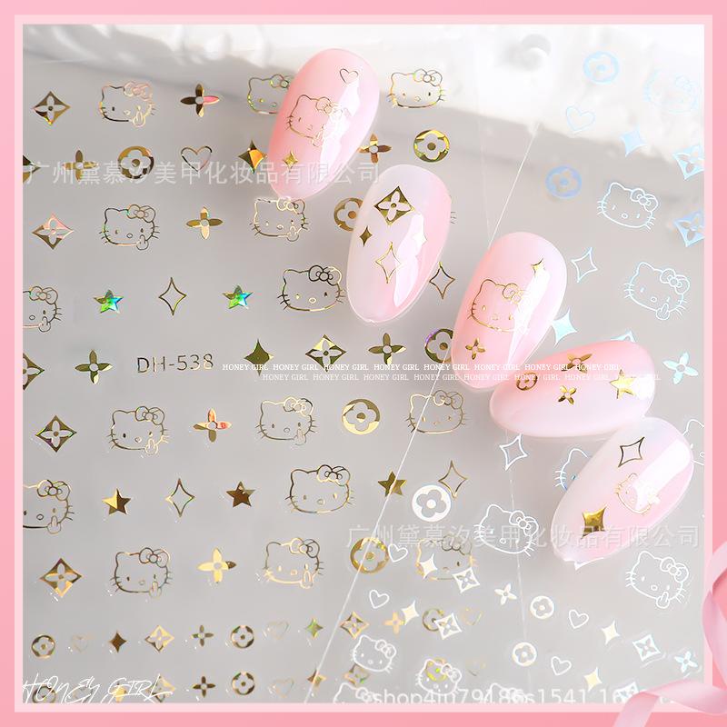 Miếng Dán Trang Trí Móng Tay Hình Mèo 3d Dễ Thương