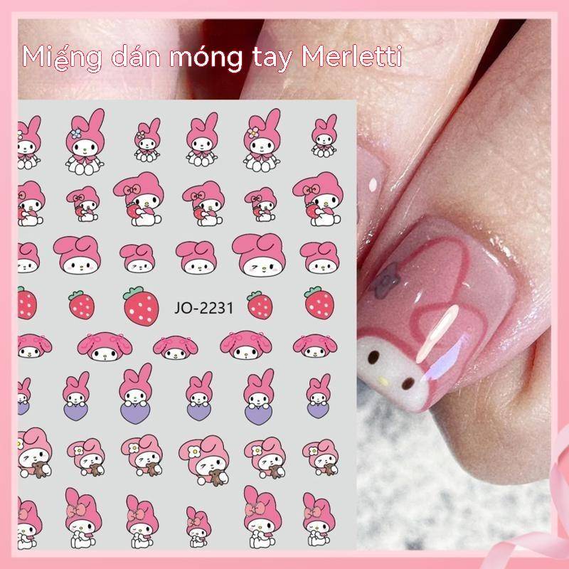 Dễ Thương Sticker Dán Móng Tay Hình Thỏ Gấu Kumamon Cún melody kuromi Đáng Yêu
