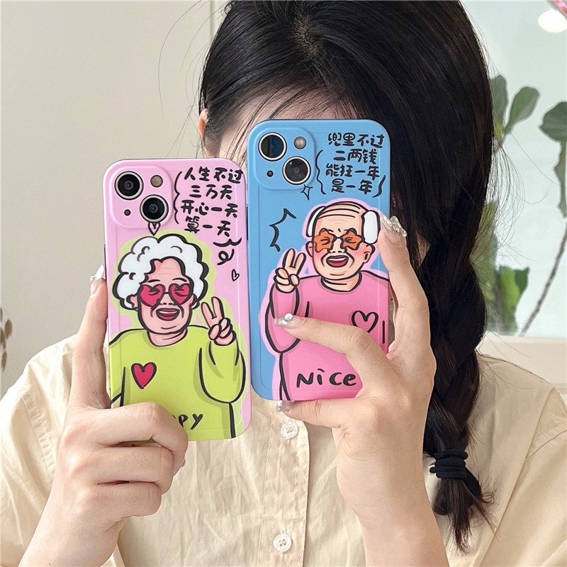 Hoạt Hình Ốp Điện Thoại Mềm Hình Ông Bà Và Bà Đáng Yêu Cho iphone14 14pro 14promax 13 13pro 13promax 12 12pro 12promax 11