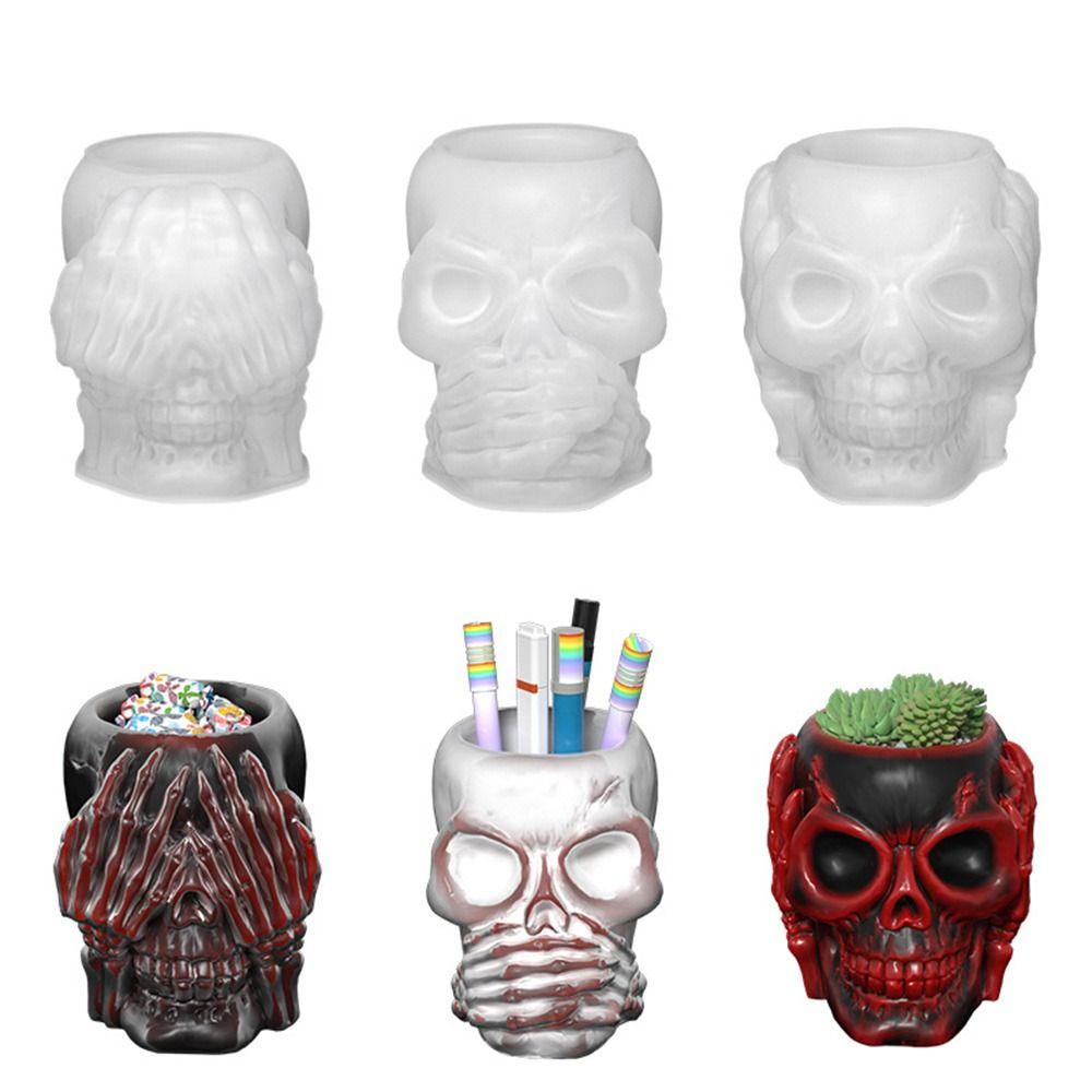 Khuôn silicone Hình Đầu Lâu Làm Chậu Hoa Trang Trí diy