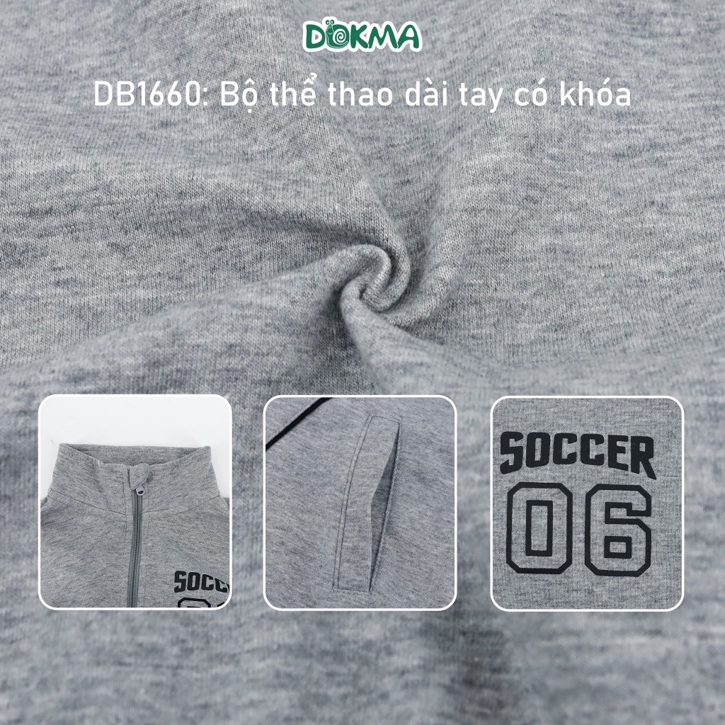 Bộ Thể Thao Dài Tay Bo Gấu, In Số Bé Trai Dokma Mã DB1660