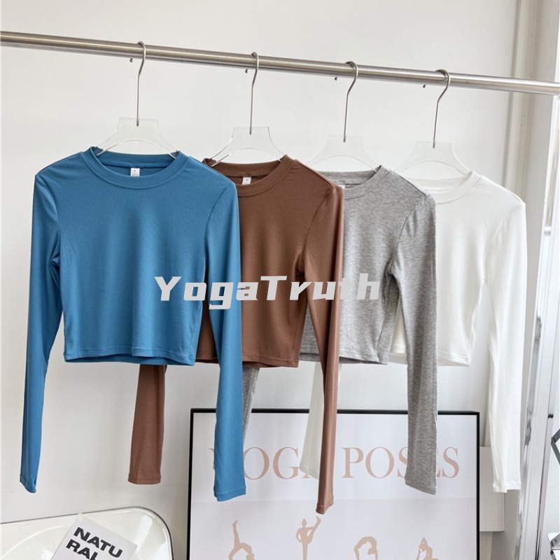 Áo Thun Thể Thao cotton Tay Dài Thoáng Khí Co Giãn Ôm Dáng Để Tập gym Hoặc Chạy Bộ / yoga