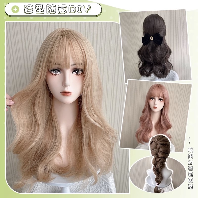 Bộ Tóc Giả Dài Xoăn Gợn Sóng Tự Nhiên Thời Trang Mùa Hè Cho Nữ
