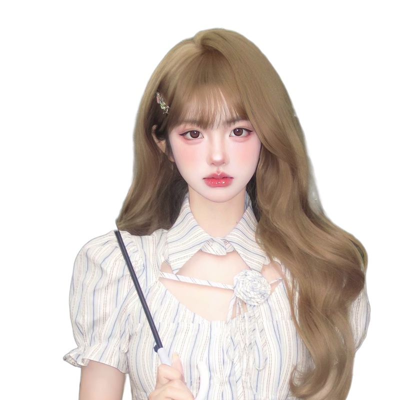 Bộ Tóc Giả Xoăn Dài Màu Xám / Nâu Sữa Phong Cách Thời Trang lolita