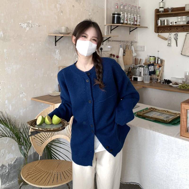 Áo Cardigan nữ form rộng trơn basic nút đôi phong cách Hàn 2023