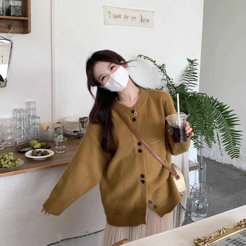 Áo Cardigan nữ form rộng trơn basic nút đôi phong cách Hàn 2023