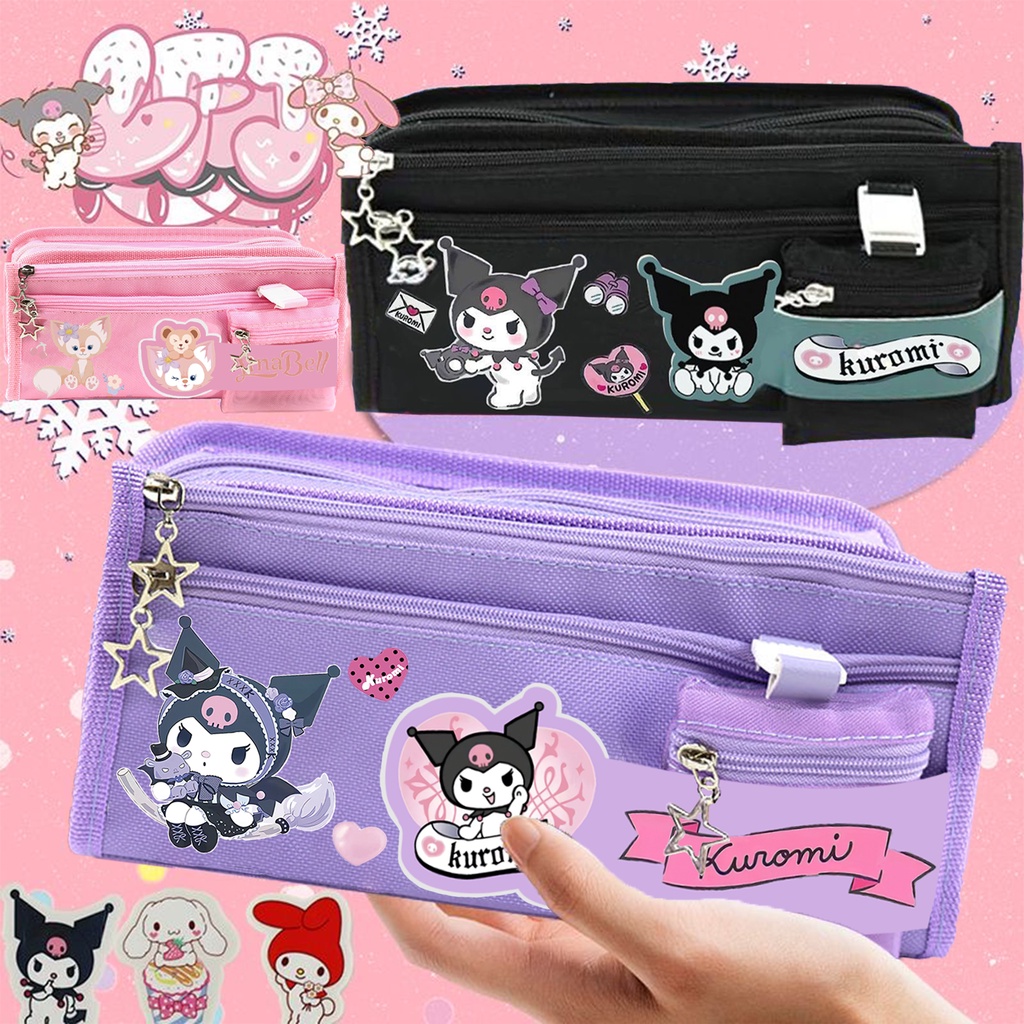 Hộp Bút 4 Tầng Họa Tiết Thỏ melody / Chó cinnamon / melody / Chó melody Dễ Thương Cho Học Sinh Ốp