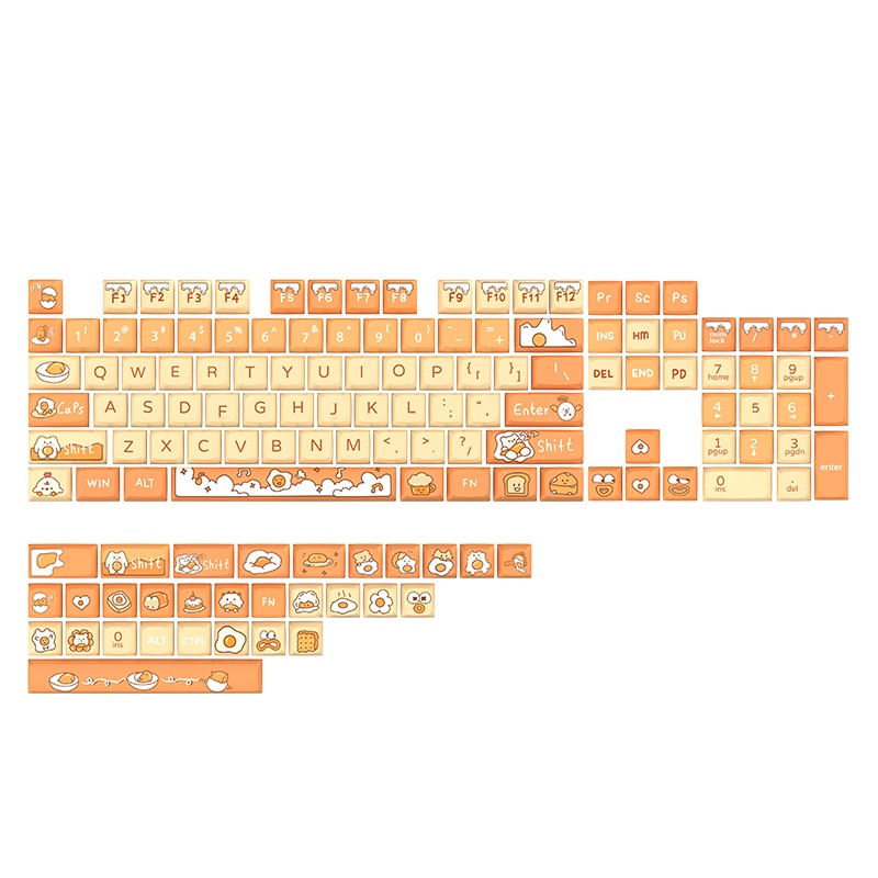 Poached Egg Cute Cartoon Mechanical Keyboard Keycaps 134 Keys Class XDA Height  Profile Bàn Phím Cơ Học 134 Phím Họa Tiết Hoạt Hình Dễ Thương Dùng Làm Phụ Kiện