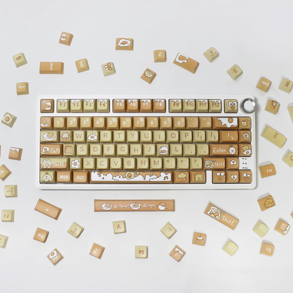 Fried Eggs Keycap XDA Profile Hoạt Hình PBT DYE SUB Bàn Phím Cơ Keycap