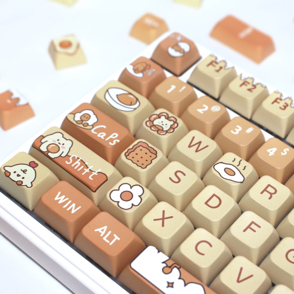 Fried Eggs Keycap XDA Profile Hoạt Hình PBT DYE SUB Bàn Phím Cơ Keycap
