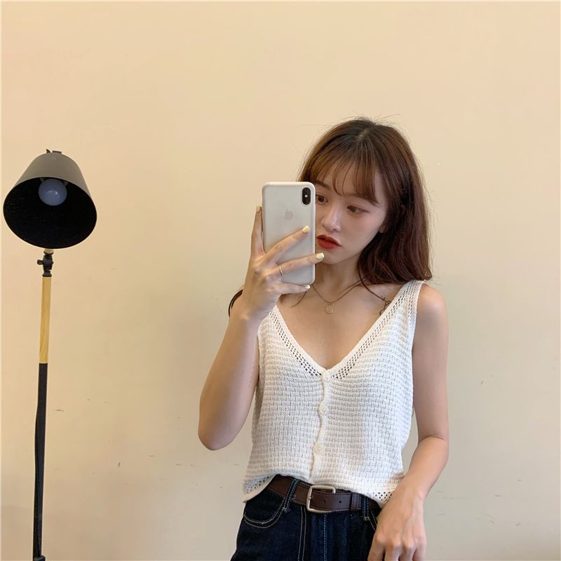 Áo Dệt Kim Không Tay Dáng Ôm Thời Trang Mùa Hè Hàng Mới Dành Cho Bạn Nữ
