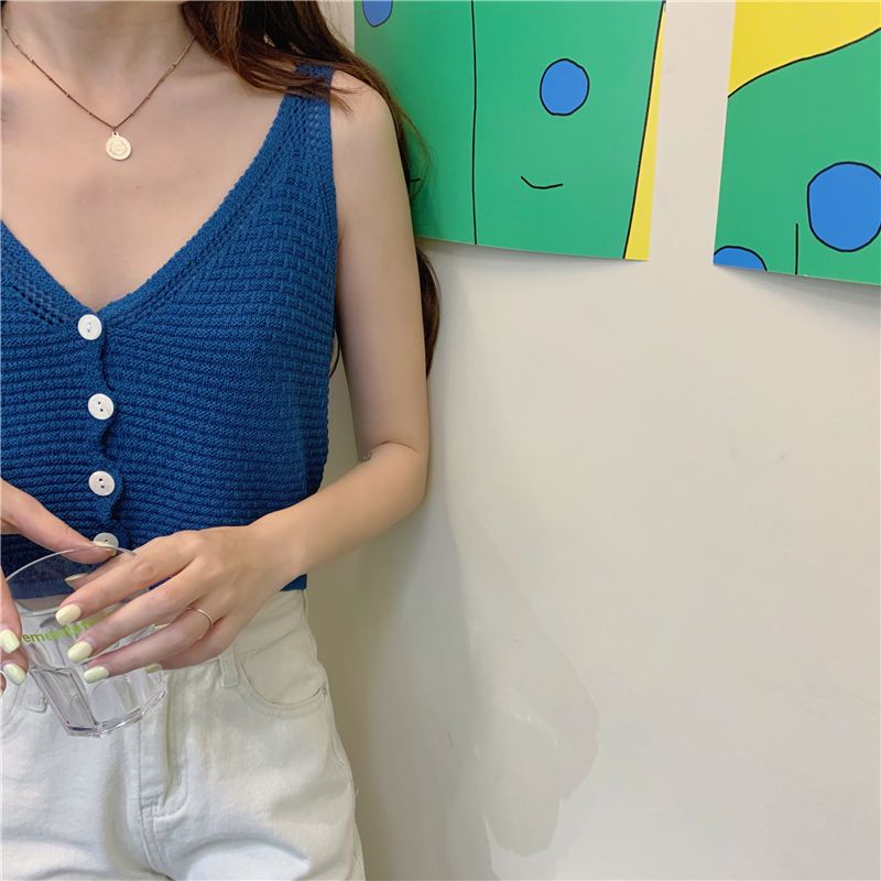 Áo Dệt Kim Không Tay Dáng Ôm Thời Trang Mùa Hè Hàng Mới Dành Cho Bạn Nữ