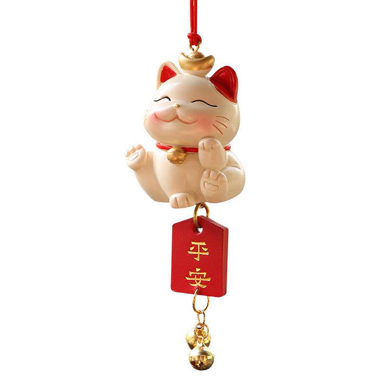Dây Treo Trang Trí Gương Chiếu Hậu Xe Hơi Hình Chú Mèo May Mắn Đáng Yêu