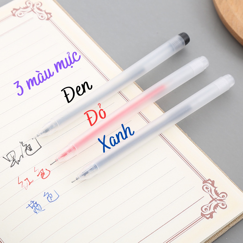 Bút Gel 0.5mm Giá 1K Viết Trơn Nét Mảnh Mực Đen-Đỏ-Xanh Nhanh Khô Bút Bi Vỏ Nhám Văn Phòng Phẩm Peachhome Viết Muji Bấm