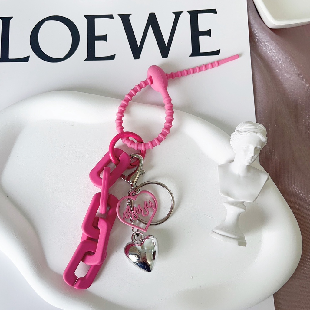 Móc Khóa Hình Trái Tim Bằng Silicon acrylic Đơn Giản