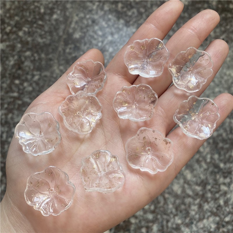 Lá sen thủy tinh 22*24mm, Nguyên liệu làm trang sức cổ trang, Nguyên liệu diy