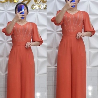 Jum J146 cổ tim tay lửng xẻ đính đá