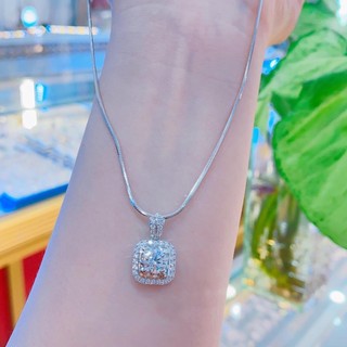  Phụ Kiện Dây Chuyền Mì Trơn 1li Kèm Mặt M046 Vuông Tấm Đeo Cổ Sang Trọng Trang Sức Bạc Ý Xi Kim- Bạc Thuận Phát 