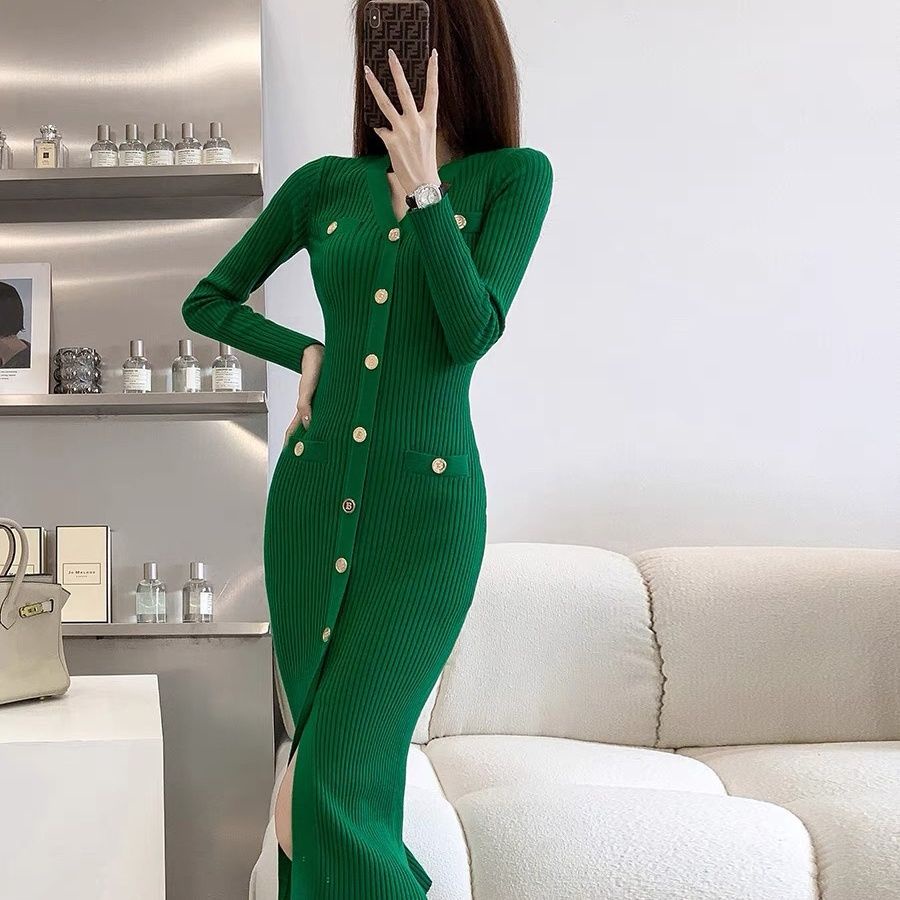 Đầm sweater Dáng Ôm Phong Cách Pháp Thời Trang Mùa Thu Hàng Mới 2023