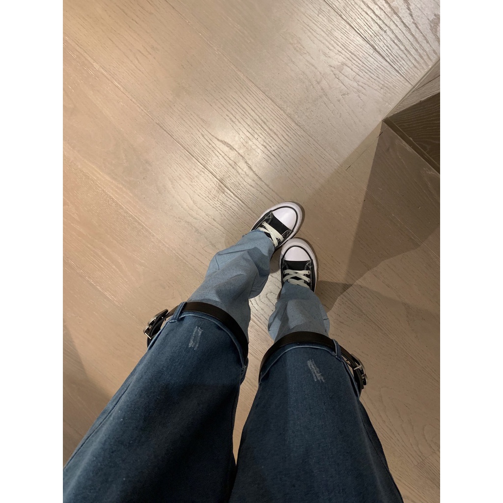 USUL PRADA 23 autumn and winter New Design color matching jeans women's casual fashion all-match letter logo decoration fashion