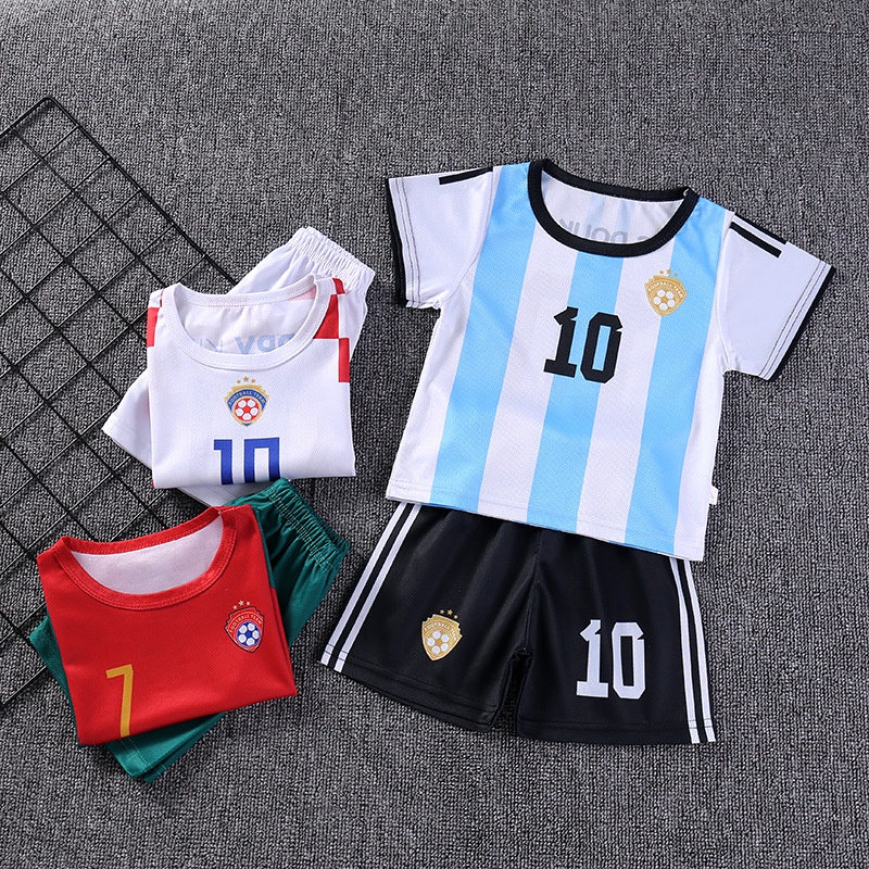 Bộ áo bóng đá trẻ em Bộ thi đấu thể thao Hiệu suất Quần áo World Cup Argentina Bồ Đào Nha Áo bóng đá trẻ em